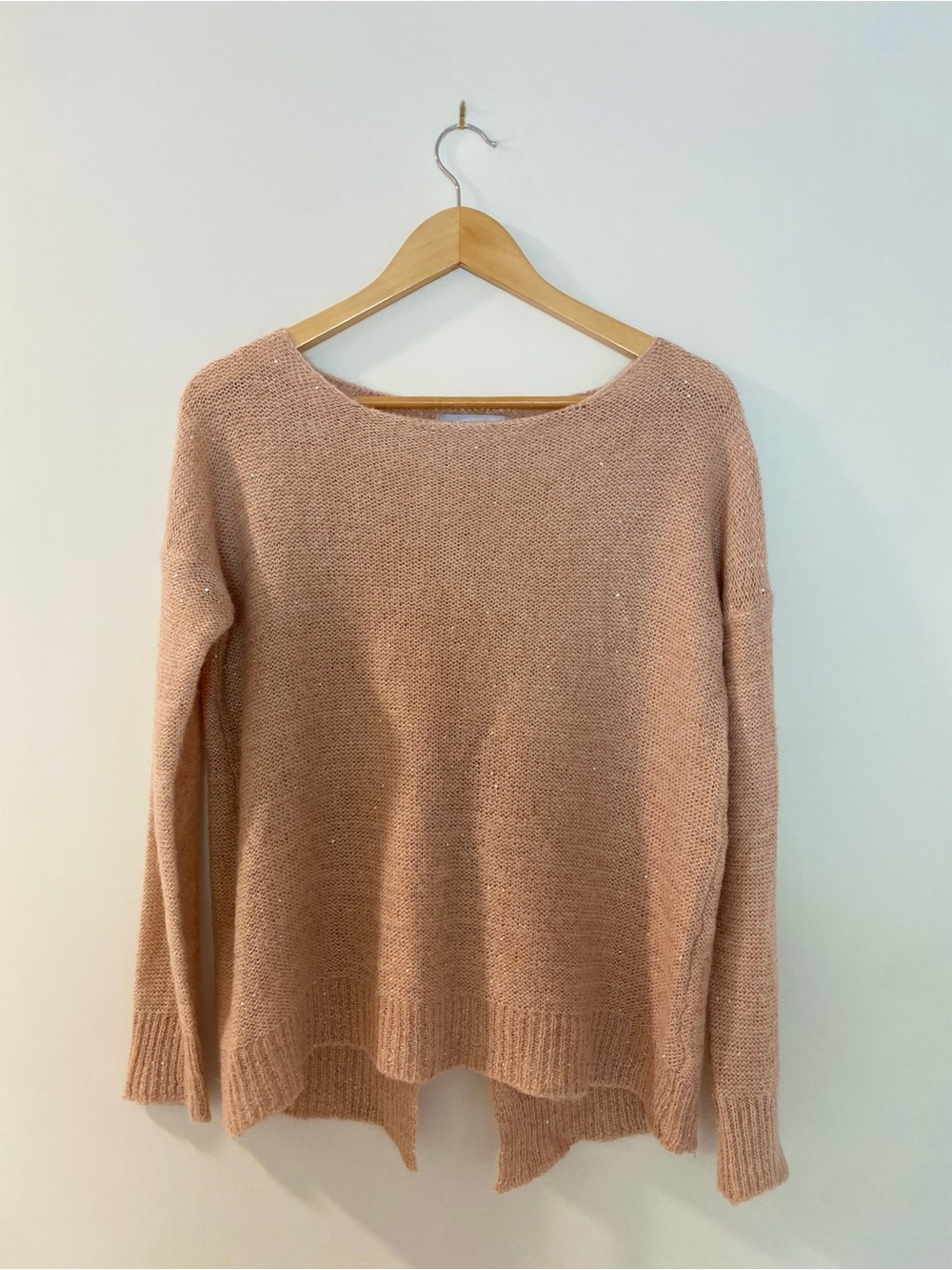 Rinascimento Made in Italy Pink Sparkle Bow Back Knit Sweater